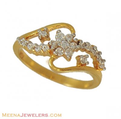 Gold Flower Design Ring ( Ladies Signity Rings )