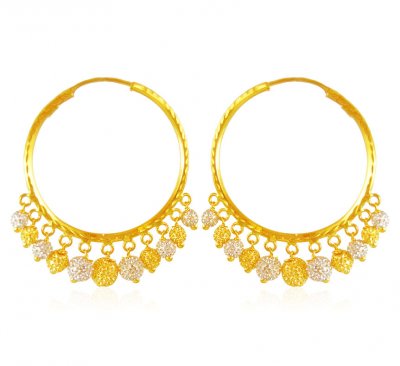 22k Gold balls Hoop Earrings ( Hoop Earrings )