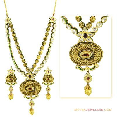 22k Antique Kundan Set ( Antique Necklace Sets )