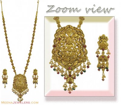 22k Designer Long Temple Jewelry  ( Antique Necklace Sets )