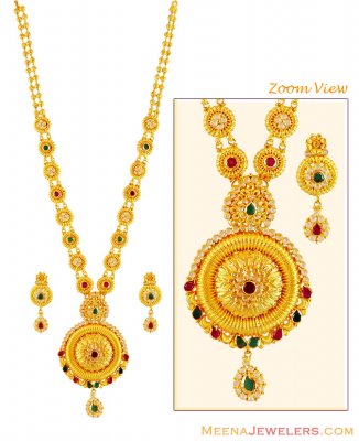 22K Gold Patta Necklace Set ( Gold Designer Sets )