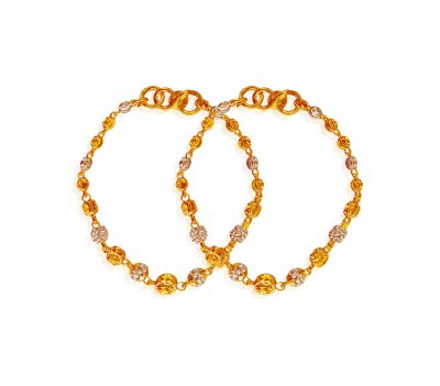 Two Tone Gold Balls Baby Bracelet ( 22Kt Baby Bracelets )
