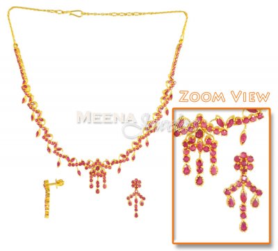 22Kt Gold Ruby Set ( Ruby Necklace Sets )