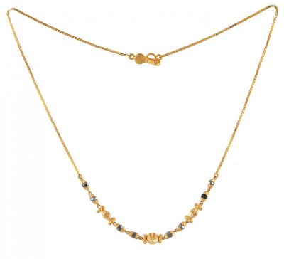 22Kt Necklace with Black Crystals ( 22Kt Gold Fancy Chains )