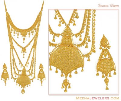 Indian Gold Bridal Jewelry on Haar  Bridal Set    Stbr6353   22kt Rani Haar   Indian Gold Necklace