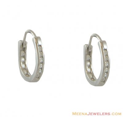 18K Designer Clip On Earrings ( White Gold Earrings )