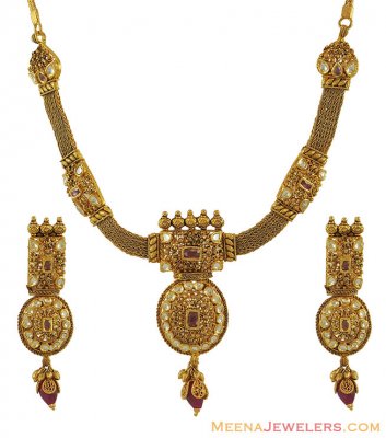 22k Kundan Necklace Set ( Antique Necklace Sets )