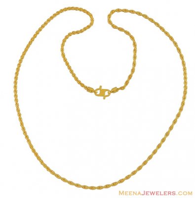 22Kt Light Rope Chain (16 Inches) ( Plain Gold Chains )