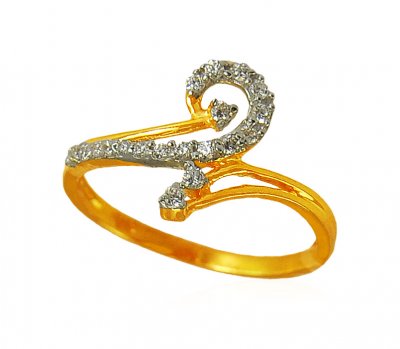 22k Gold Ring with CZ ( Ladies Signity Rings )