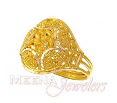 Gold Filigree Work Ring ( Ladies Gold Ring )