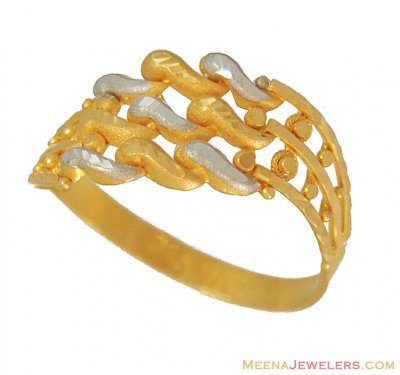 Fancy 2 Tone Ring (22k gold) ( Ladies Gold Ring )