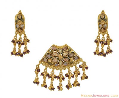 Indian Pendant Set (22 Karat Gold) ( Antique Pendant Sets )