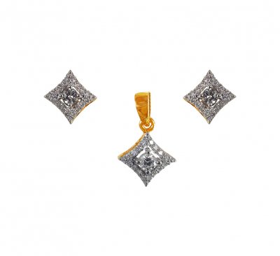 18kt Gold Diamond Pendant Set ( Diamond Pendant Sets )
