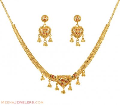Necklace Set with Multi tone ( 22 Kt Gold Sets )