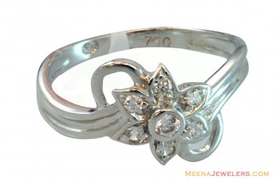 18K Fancy Delicate Floral Ring ( Ladies White Gold Rings )