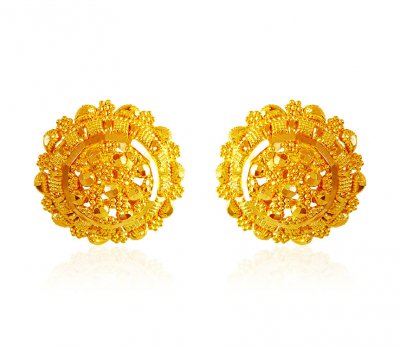 22kt Gold Round Earrings ( 22 Kt Gold Tops )