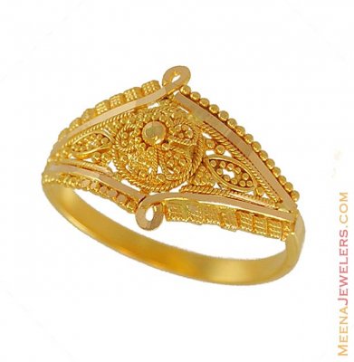 22k Indian Filigree Ring  ( Ladies Gold Ring )
