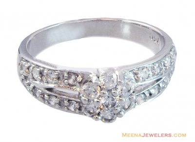 18K Designer Ladies Floral Ring ( Ladies White Gold Rings )