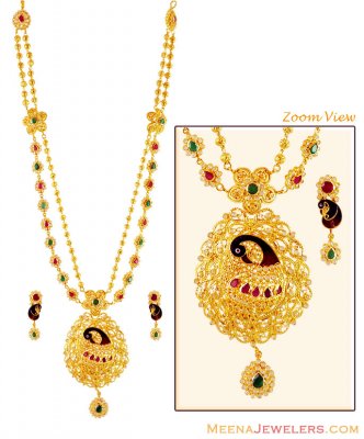 22k Peacock Necklace Set  ( Gold Designer Sets )
