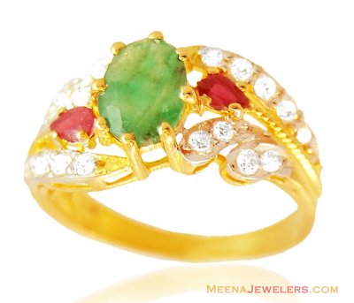 22K Fancy Precious Stone Ring ( Ladies Rings with Precious Stones )