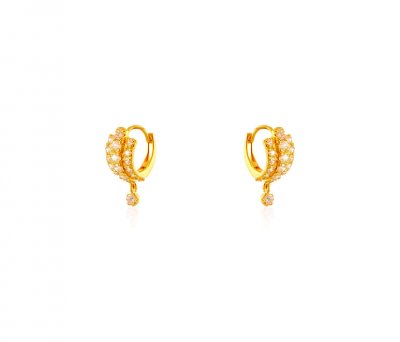 22K Gold CZ Clip On Earrings ( Clip On Earrings )