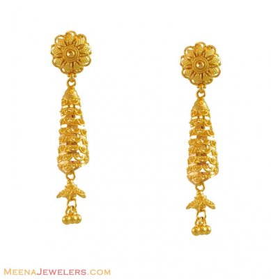 22k Yellow Gold Fancy Earrings ( 22Kt Gold Fancy Earrings )