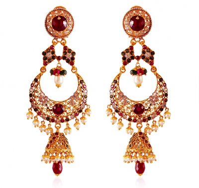22Kt Gold Chand bali with Jhumki  ( Exquisite Earrings )