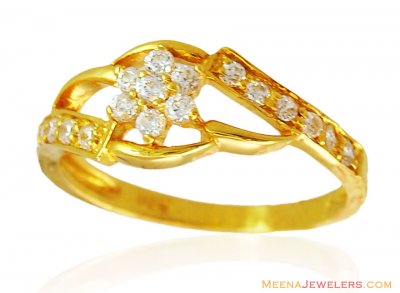 Designer Gold Ring with Signity ( Ladies Signity Rings )