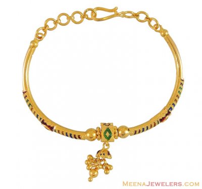 Baby Jewelry  Girls Gold on 22k Gold Meenakari Bracelet   Bangle With Polki Type Stones Studded