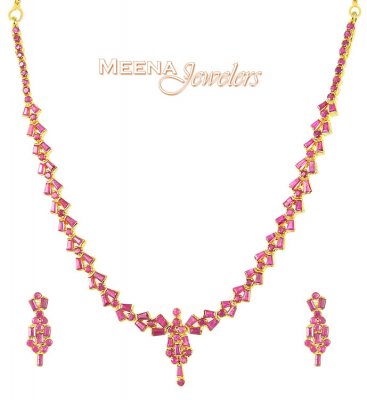 22K Ruby Necklace Set ( Ruby Necklace Sets )
