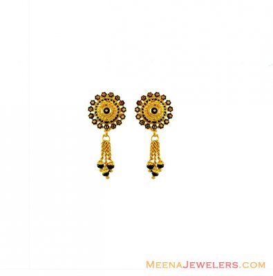 Fancy Black Meena Earrings 22K  ( 22 Kt Gold Tops )