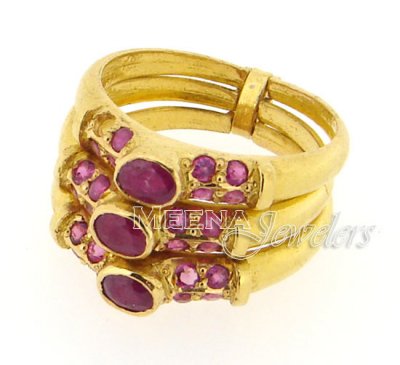 22Kt Gold Precious Stone Ring ( Ladies Rings with Precious Stones )