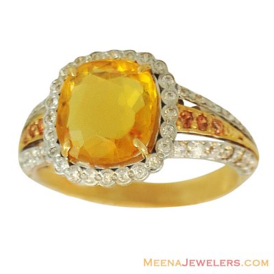 22Kt  Yellow Topaz designer Ring ( Ladies Rings with Precious Stones )