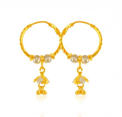 22Kt Gold Fancy Hoop Earrings ( Hoop Earrings )