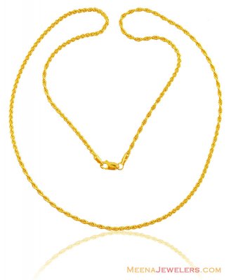 22K Yellow Gold Rope Chain(22 In) ( Plain Gold Chains )