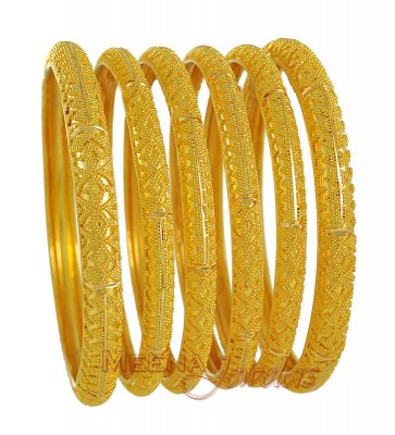 22Kt Gold Handmade Bangles  ( Set of Bangles )
