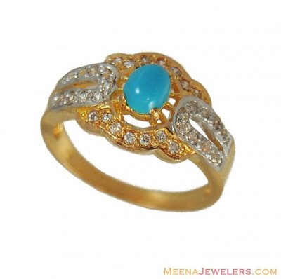 Gold Ring with Turquoise  ( Ladies Rings with Precious Stones )