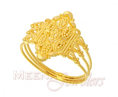 22Kt Gold Designer Filigree Ring ( Ladies Gold Ring )