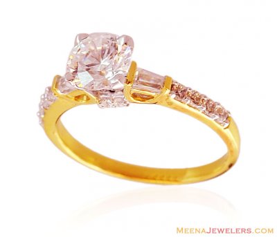 CZ Solitaire 22K Gold Ring ( Ladies Signity Rings )