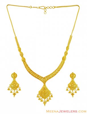 22k Filigree Necklace Set ( 22 Kt Gold Sets )