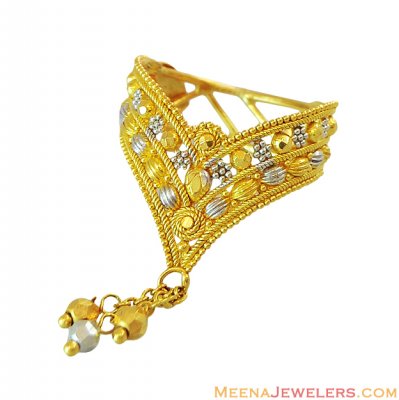 22K Two Tone Gold Ring with Hanging ( Ladies Gold Ring )