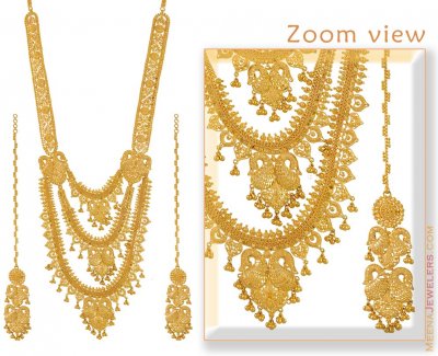 Indian Gold Bridal Jewelry on Indian Bridal Necklace Earrings   Stbr9629   22k Gold Bridal Necklace