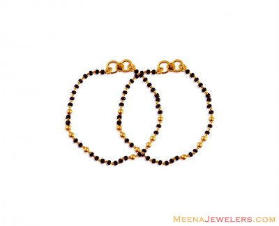 22K Gold Black Bead Bracelet ( Black Bead Bracelets )
