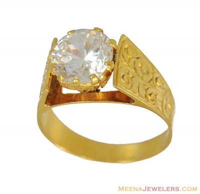 Gold Mens Solitaire Signity Ring ( Mens Signity Rings )