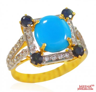 22kt Gold Turquoise Ring ( Ladies Signity Rings )