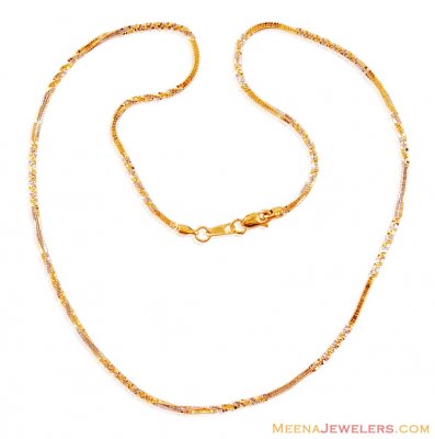 Gold Two Tone Chain (16In) ( 22Kt Gold Fancy Chains )
