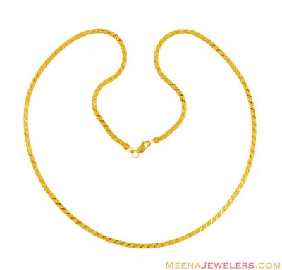 22k Indian Gold Flat Chain(18 inch) ( Plain Gold Chains )