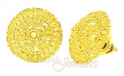 Gold Designer Earrings with Filigree  ( 22 Kt Gold Tops )