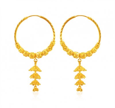 22k Gold Fancy Bali ( Hoop Earrings )