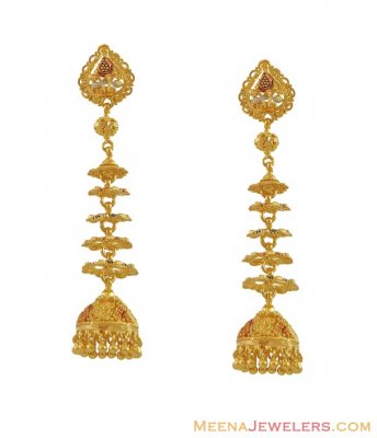 Gold layered Chandelier Earrings ( 22Kt Gold Fancy Earrings )